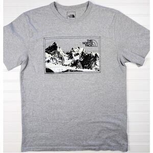 The North Face T Shirt Mens Medium Gray Graphic Logo Short Sleeve Crew Neck Tee